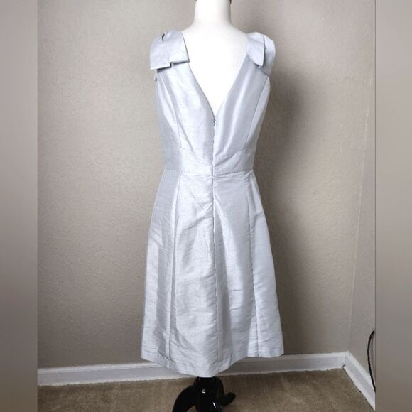 Alfred Sung Dupioni Cocktail Mini Dress Dove Gray Size 8 - Picture 3 of 10
